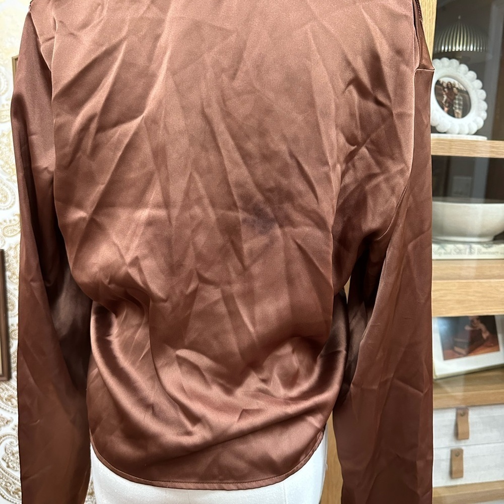 Pleione Silky Elegant Brown Women's Top size medium - Picture 5 of 5